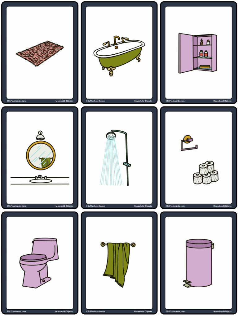 Household Objects Small Flashcards | PDF