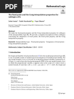 Mathematical Logic: The Fixed Point and The Craig Interpolation Properties For Sublogics of IL