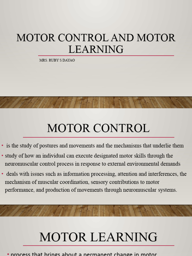 Motor Control and Motor Learning PDF