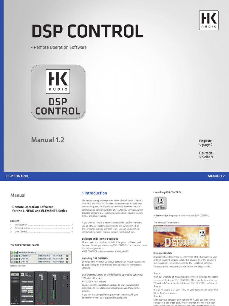 HK Audio DSP Control Manual 1.2 | PDF | Equalization (Audio) | Computer ...