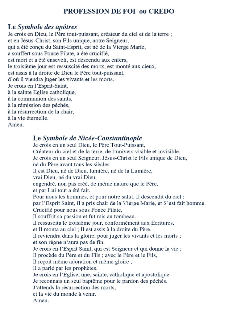 Profession de foi chrétienne | PDF | Doctrines et croyances religieuses ...