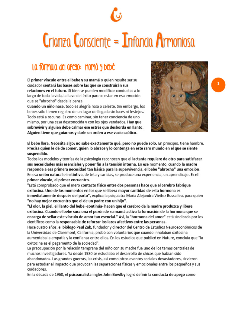 Apego Seguro: Clave en la Infancia | PDF | Teoría de apego | Las emociones