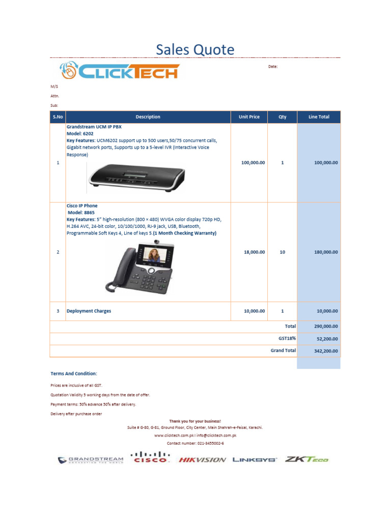 Grandstream UCM 6202 Sales Quote | PDF