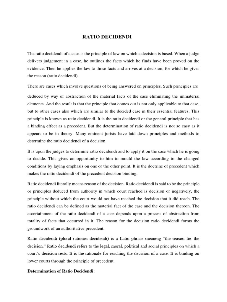 Ratio decidendi notes pdf precedent legal concepts