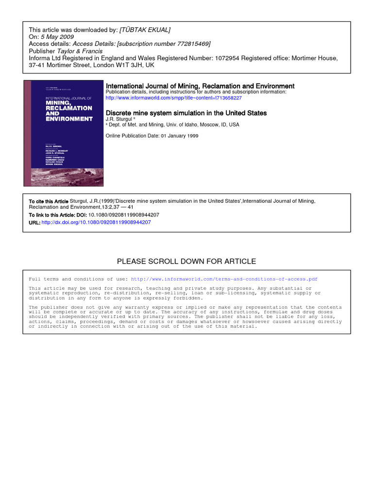Discrete Mine System Simulation in The United States | PDF | Simulation ...
