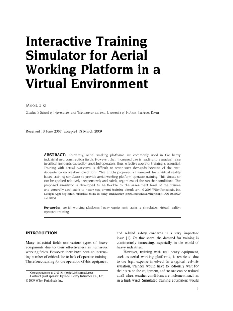 VR Training Simulator for Aerial Platforms | PDF | Simulation | Virtual ...