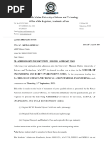 Admission Letter