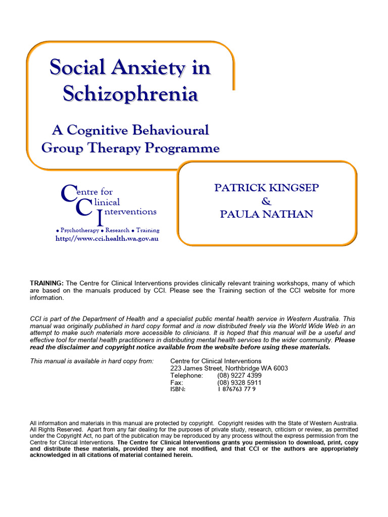 Group CBT For Social Anxiety in Schizophrenia | Download Free PDF ...