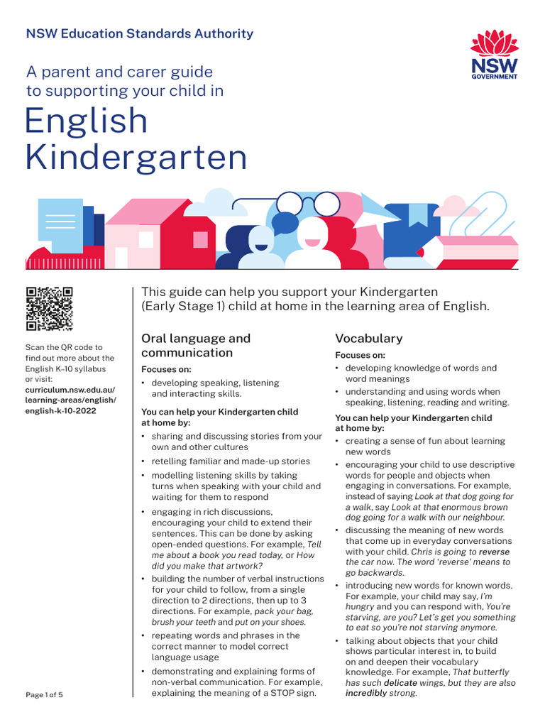 English Kindergarten Parent and Carer Guide | PDF | English Language ...