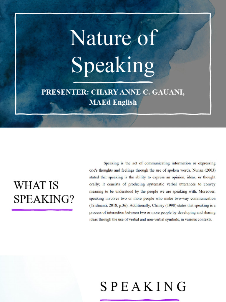 Nature of Speaking and Communicative Competence | PDF | Fluency ...