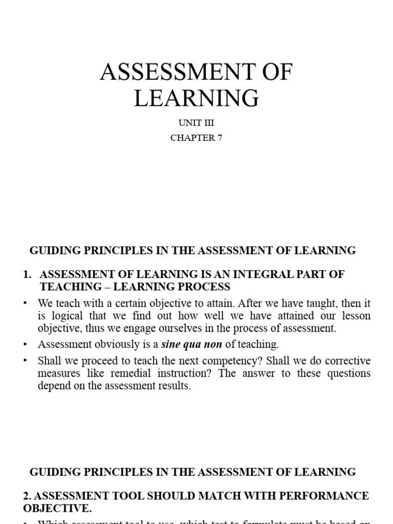 ASSESSMENT OF LEARNING Report | PDF | Educational Assessment | Learning