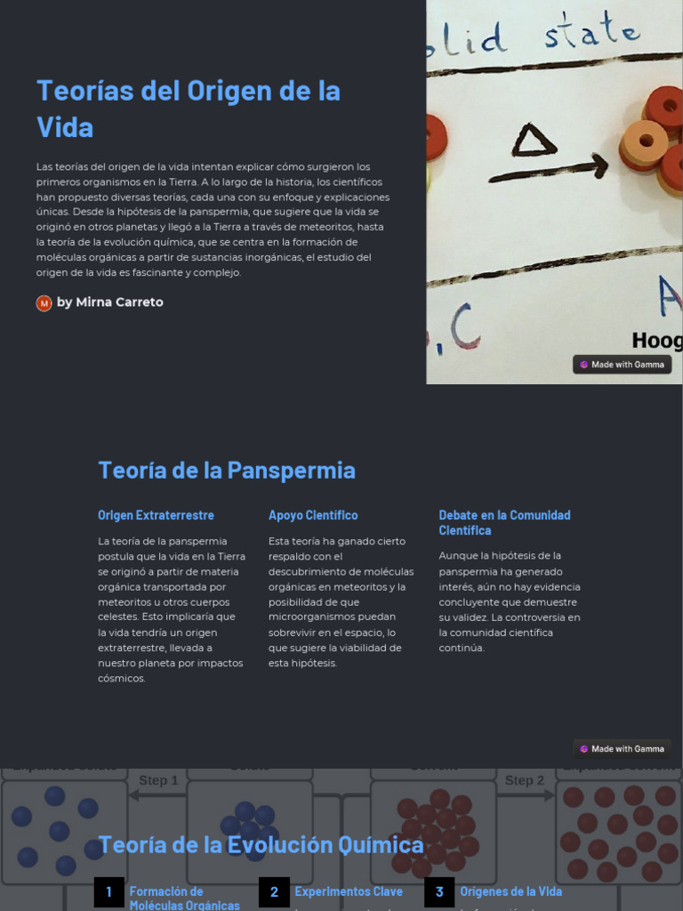 Teorías del Origen de la Vida | PDF | Evolución | Abiogénesis