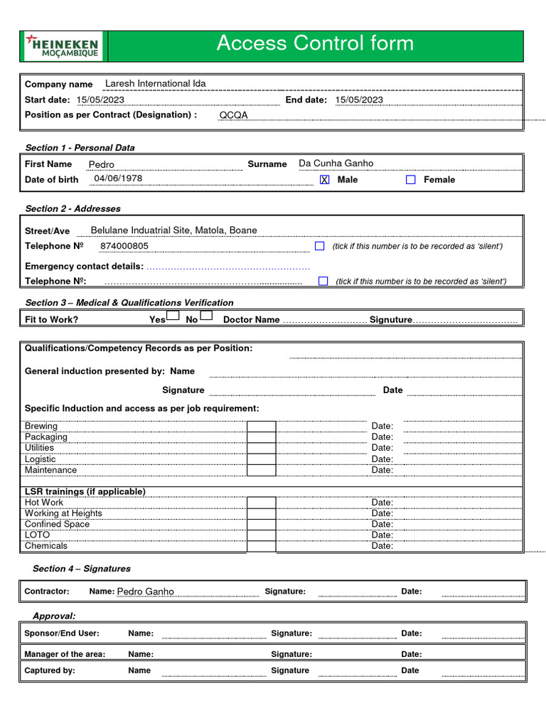 Access Control Form - Approval PG | Download Free PDF | Computing ...