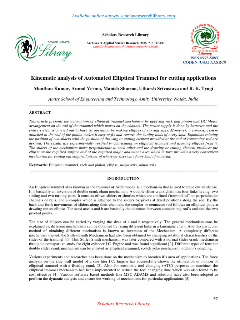 Automated Elliptical Trammel Analysis | PDF | Ellipse | Machines
