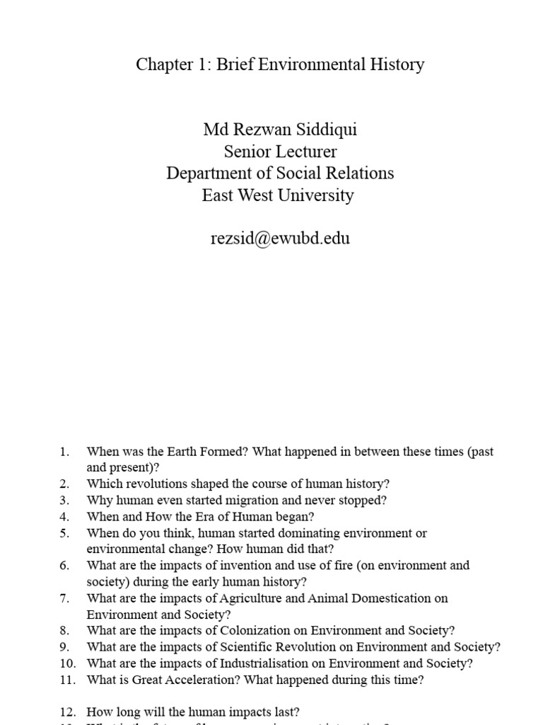Brief environmental history pdf agriculture human