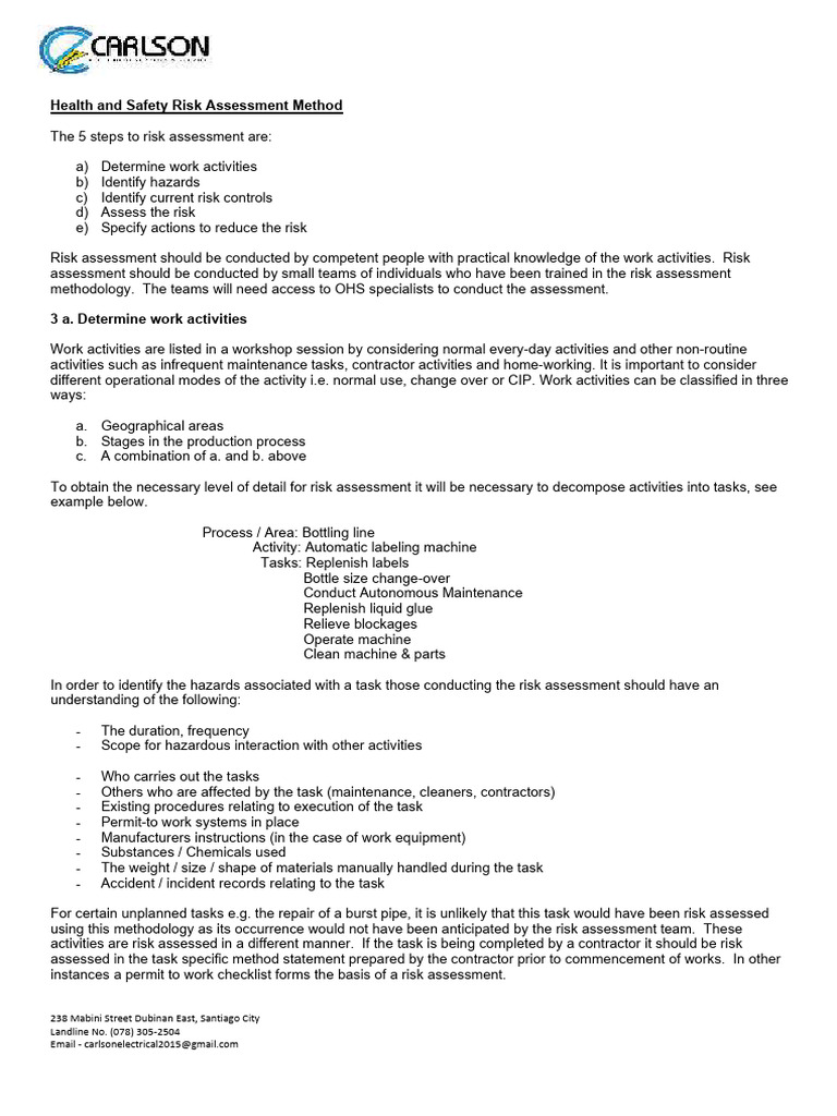 Health and Safety Risk Assessment Method 7 | PDF | Injury | Hazards