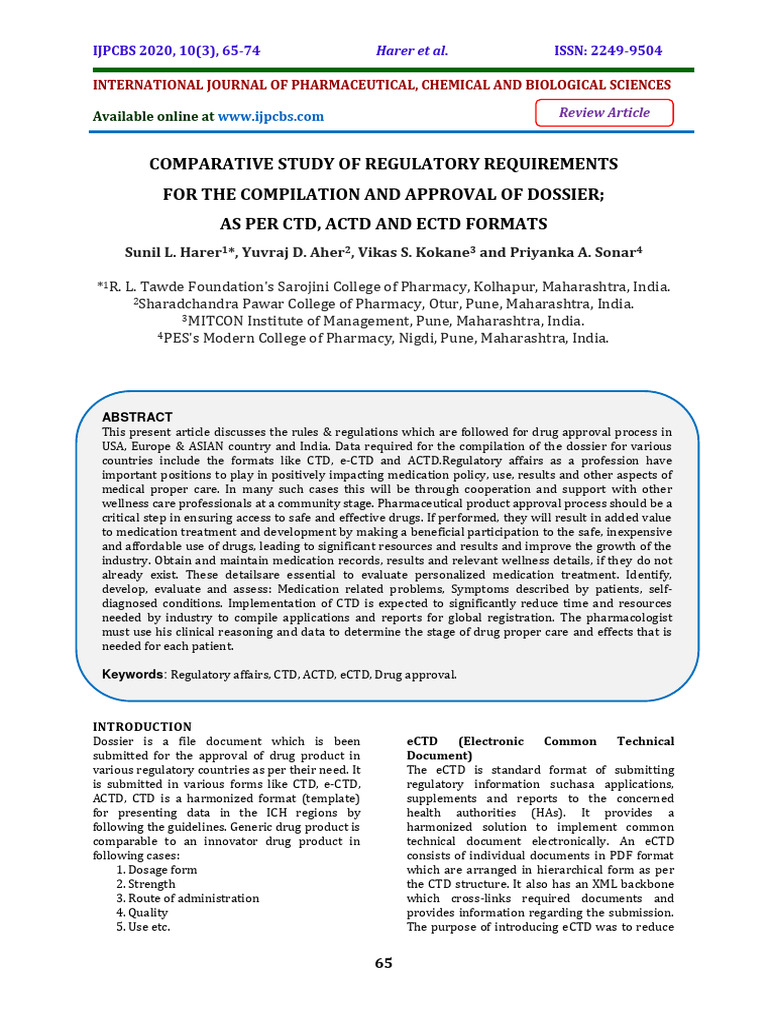 Dossier Formats: CTD, ACTD, ECTD Comparison | PDF | Drugs | Medicinal ...