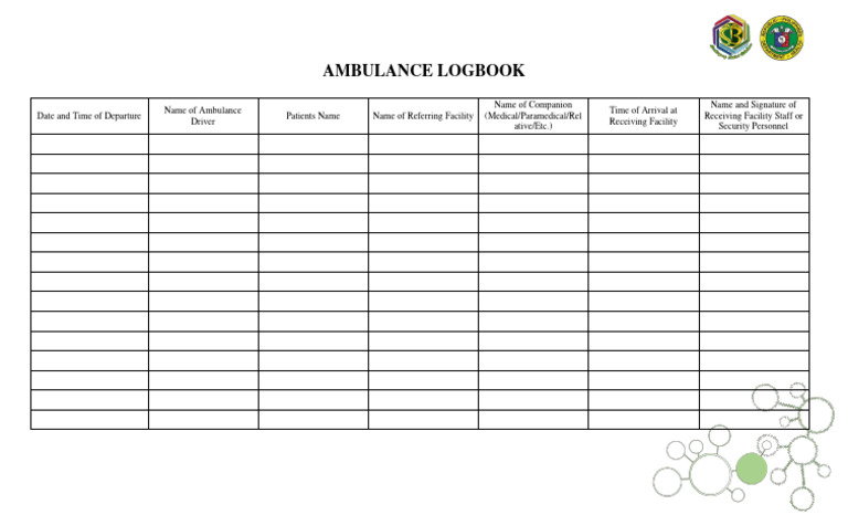 Ambulance Logbook Format Guide | PDF