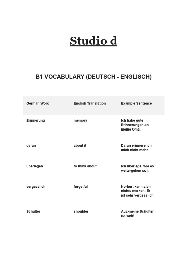 B1 Vocabulary Studio D B1 | PDF