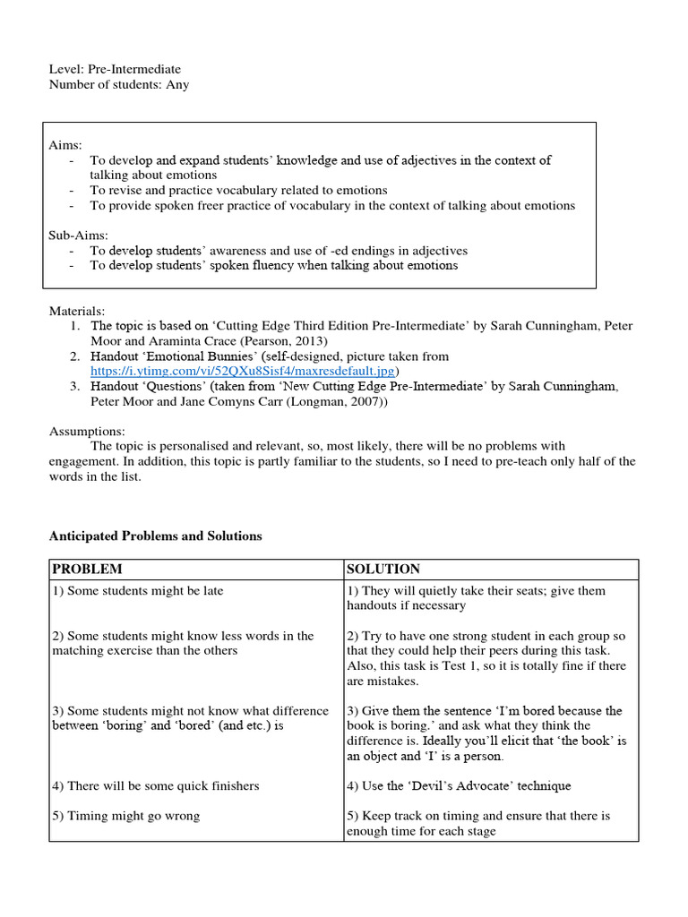 Ttt Lesson Plan Pdf Vocabulary Cognition