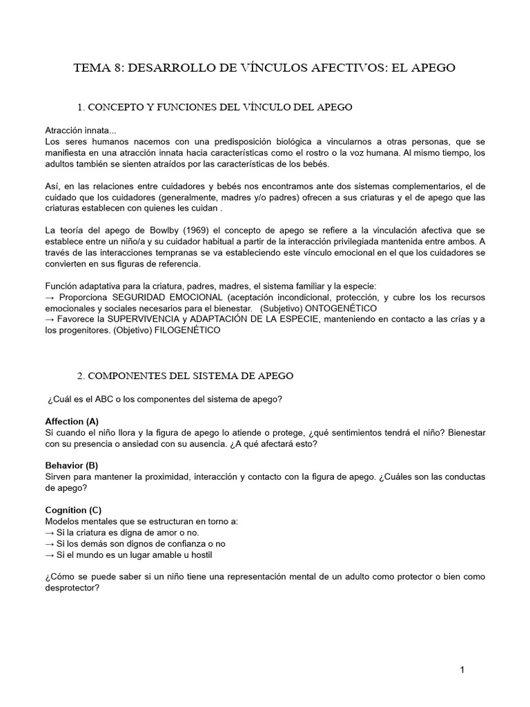 El Apego: Vínculos y Estilos | PDF | Teoría de apego | Adultos