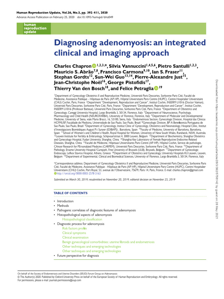 Hum Reprod Adenomyosis Review 2020 | PDF | Anatomy | Diseases And Disorders