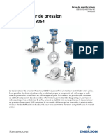 Fiche de Spécifications Transmetteur de Pression Rosemount 3051 FR FR 73184