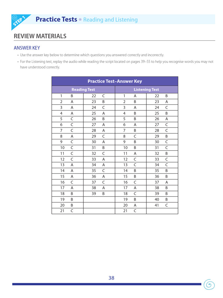 TP Reading&Listening PracticeTest1 Answerkey | PDF