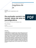 Da Exclusão Social À Inclusão Social - Eixos de Uma Mudança Paradigmática