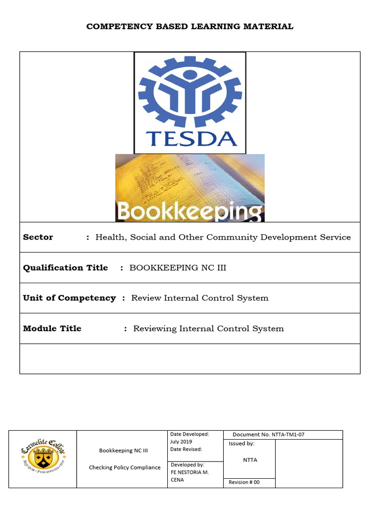 Reviewing Internal Control System Lo1 Cb Pdf Internal Control Audit