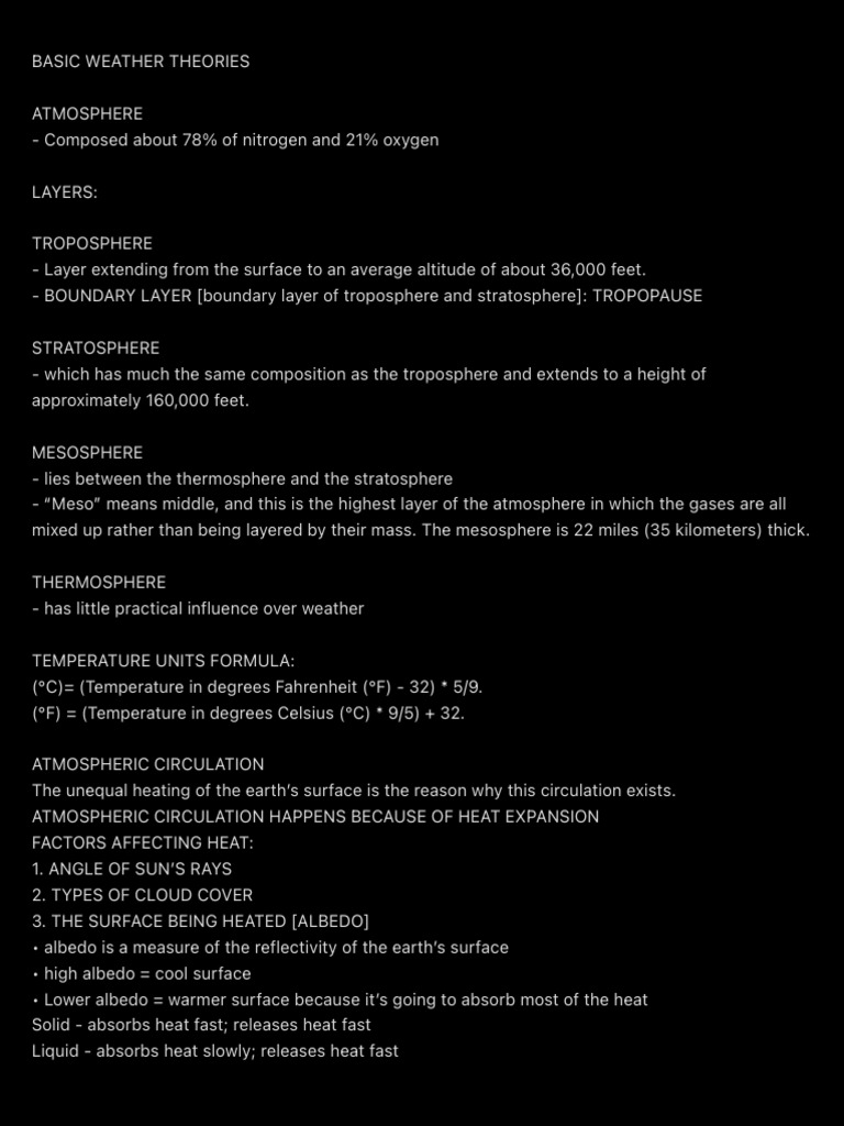 Basic Weather Theories Pdf Atmosphere Of Earth Wound