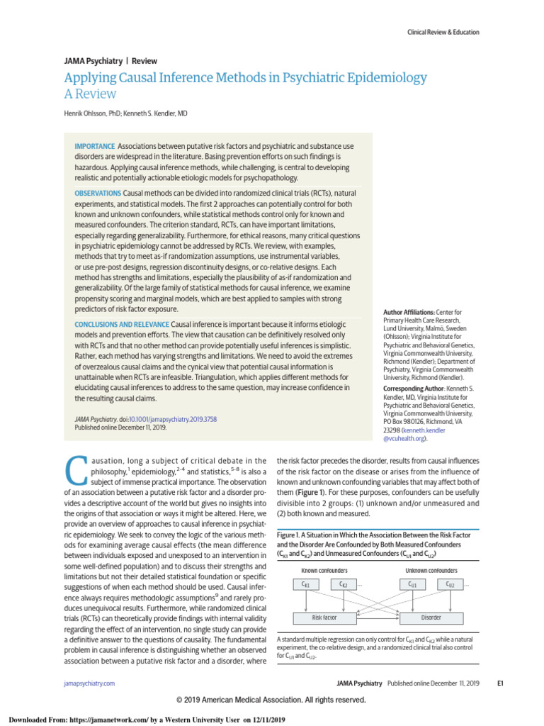 Causal Inference in Psychiatric Epidemiology | PDF | Randomized ...