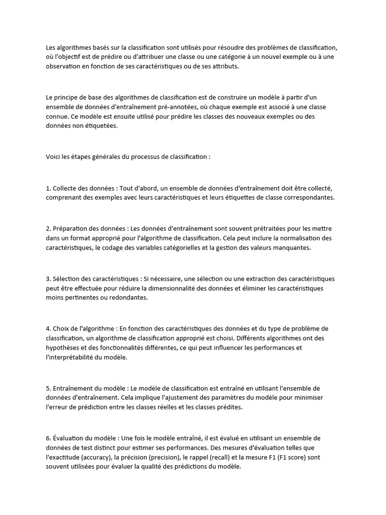 Algorithmes de Classification : Guide Complet | PDF | Précision ...