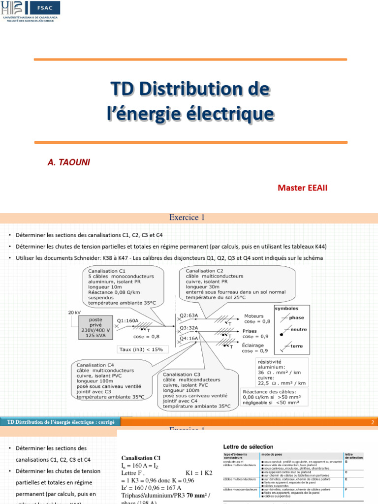Corrigé TD Distribution Électrique | PDF | Puissance (physique ...