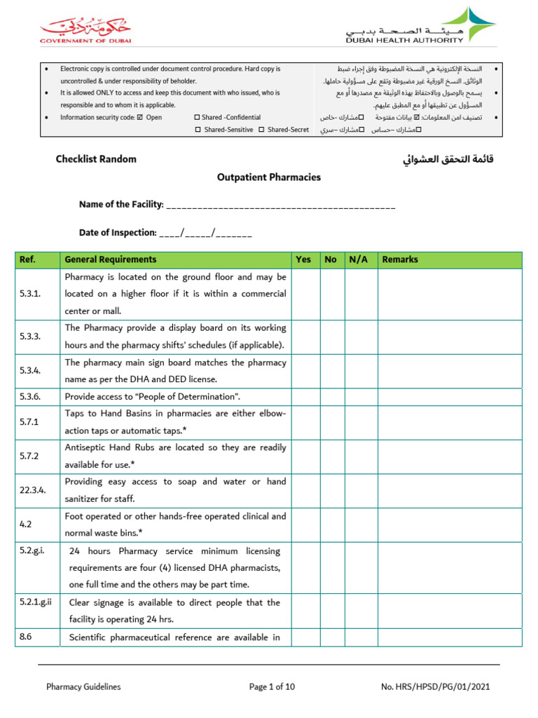 DHA Outpatient Pharmacy Checklist | PDF | Medical Prescription | Pharmacy
