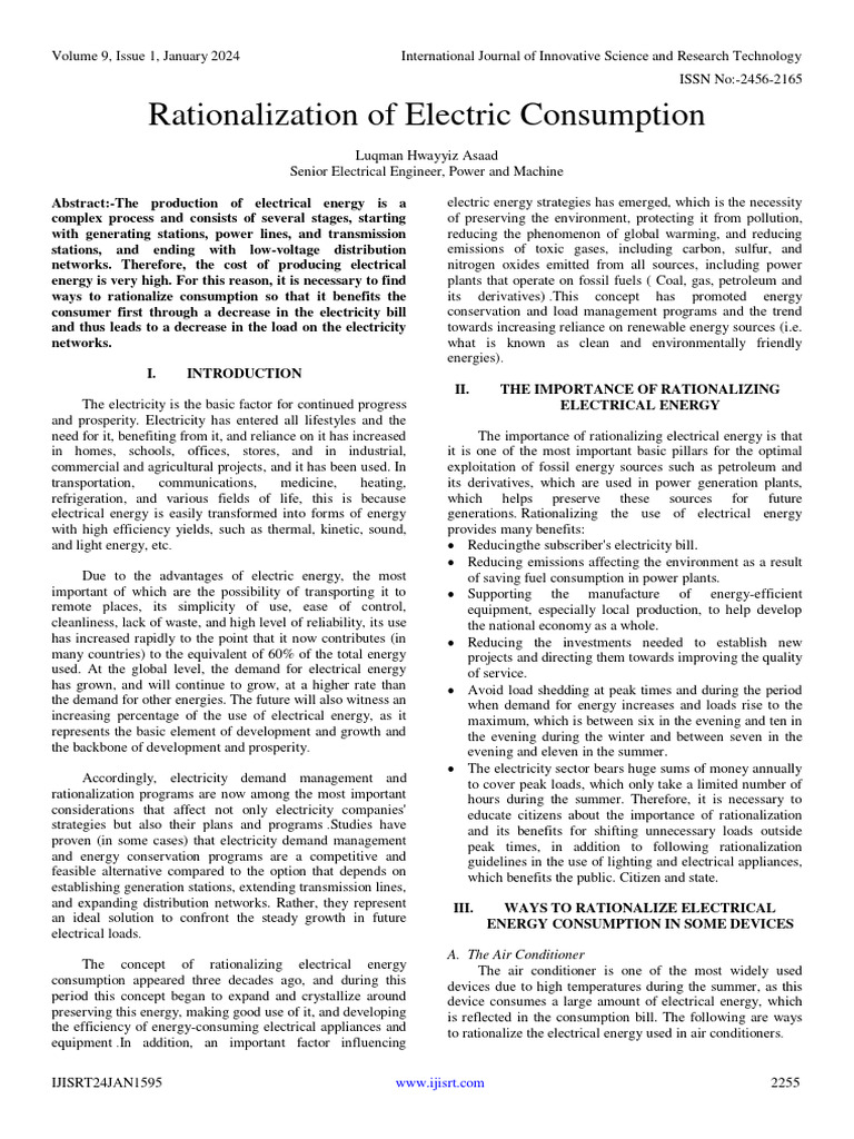 Rationalization of Electric Consumption | PDF | Energy Conservation ...