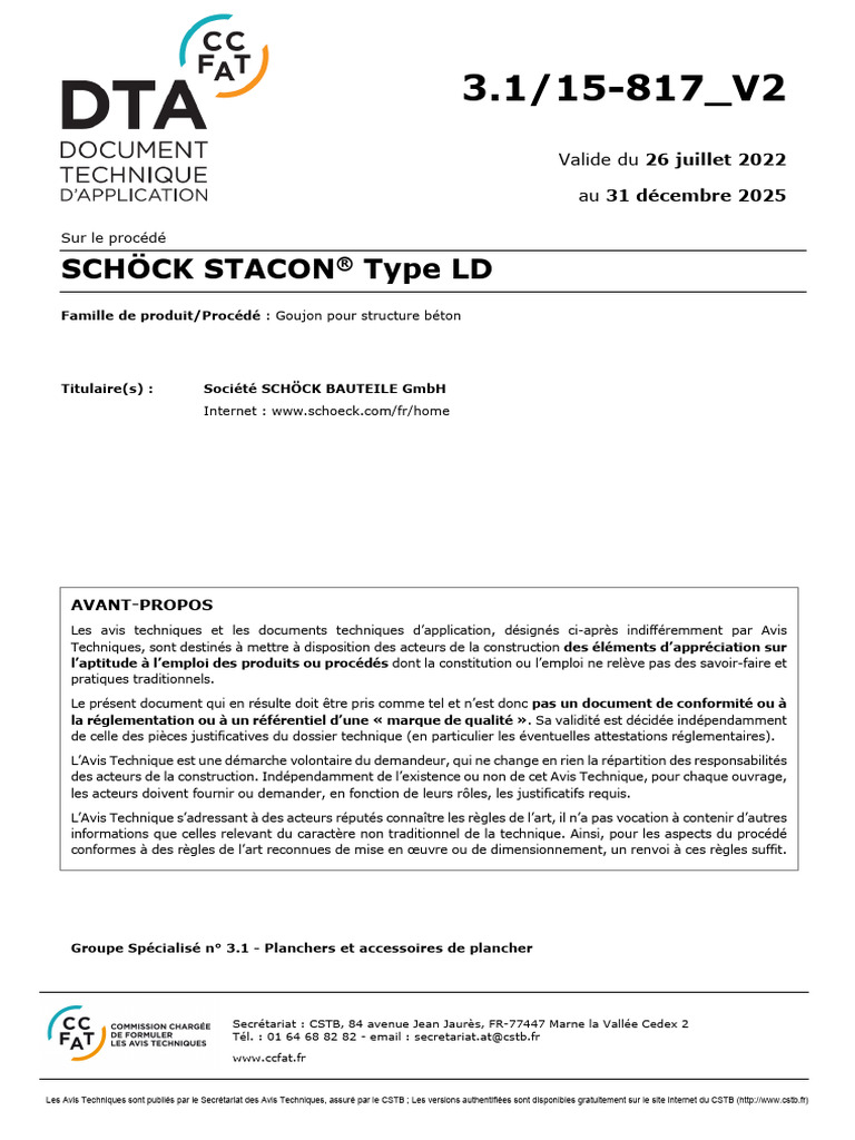 Schöck Stacon Type LD: Sur Le Procédé | PDF | Béton armé | Acier