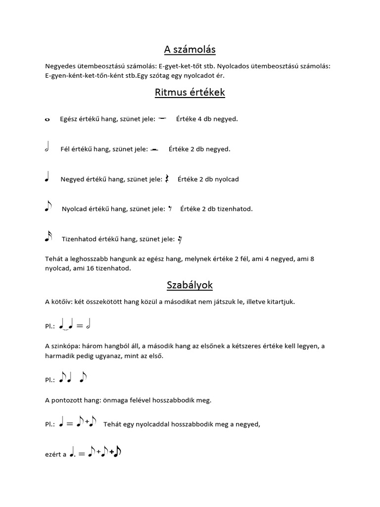 Ritmus értékek | PDF