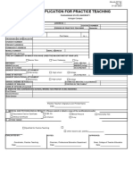 PT Form 2 Application For Practice Teaching