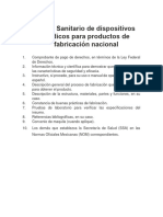 Registro Sanitario de Dispositivos Médicos para Productos de Fabricación Nacional