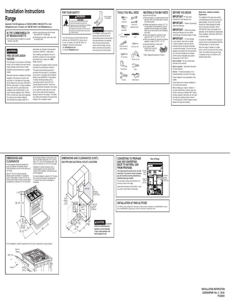 PC2S930YPFS - Installation Instruction English | PDF | Pipe (Fluid ...