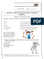 Avaliação de Ciências, História e Geografia 2º Bimestre