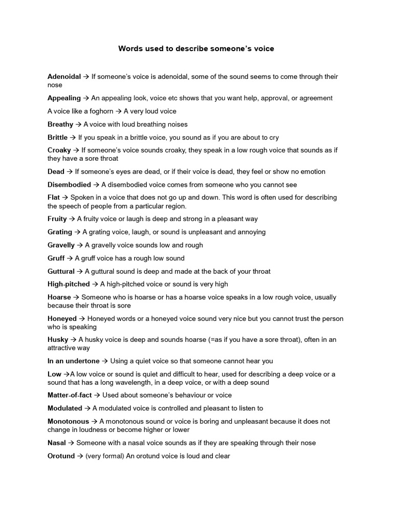 Ways to describe a voice pdf dance music jazz