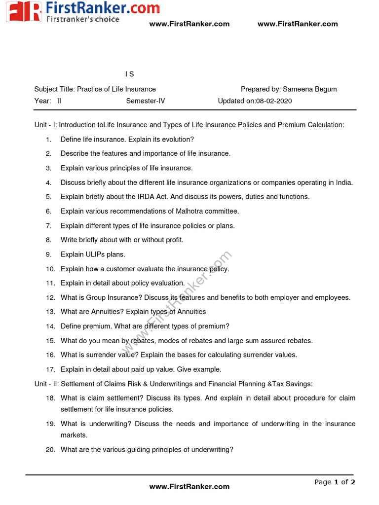 Life Insurance Practices and Policies Guide | PDF | Insurance | Life ...