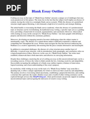 Blank Essay Outline