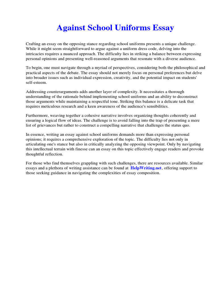 Against School Uniforms Essay Download Free PDF Siege Of Yorktown