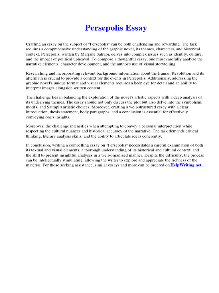 Persepolis Essay PDF Essays New Deal