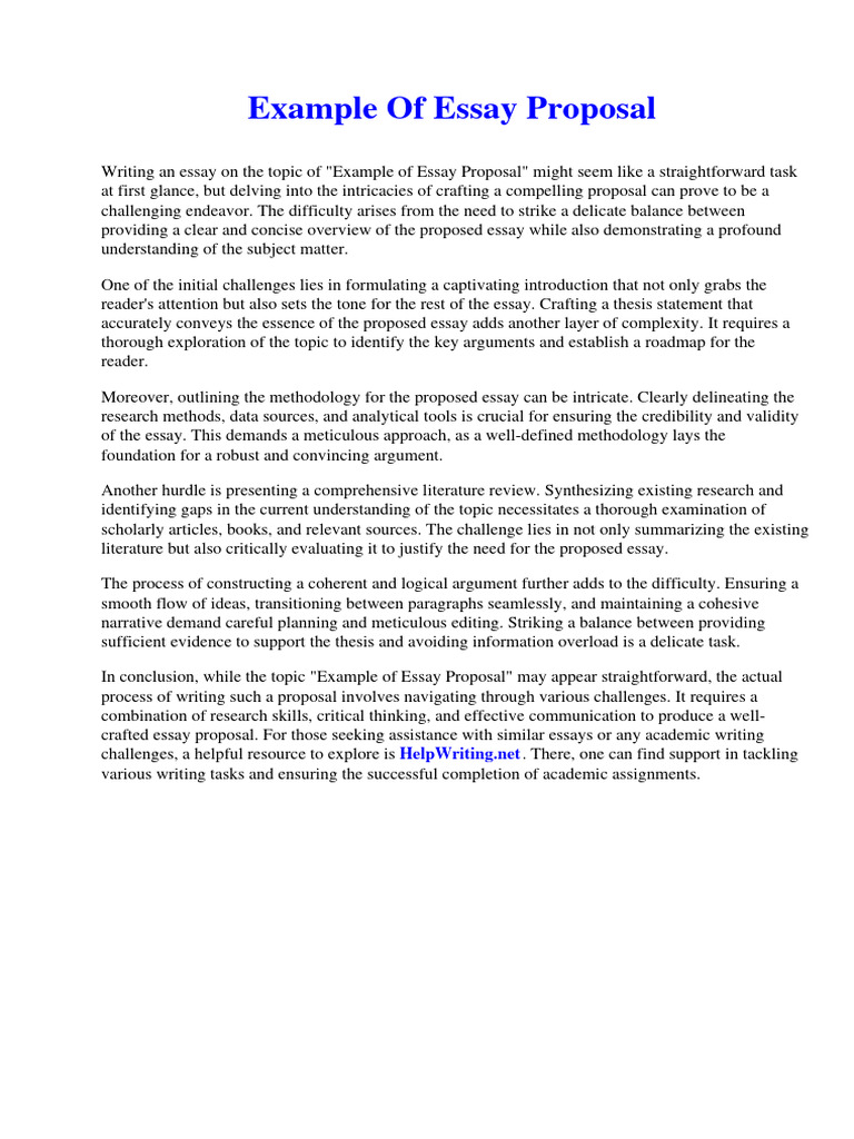 Example of Essay Proposal | Download Free PDF | Essays
