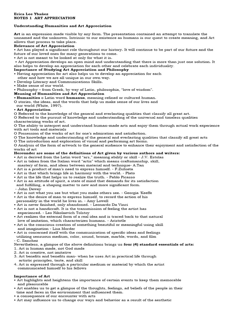 Understanding Humanities and Art Appreciation | Download Free PDF ...