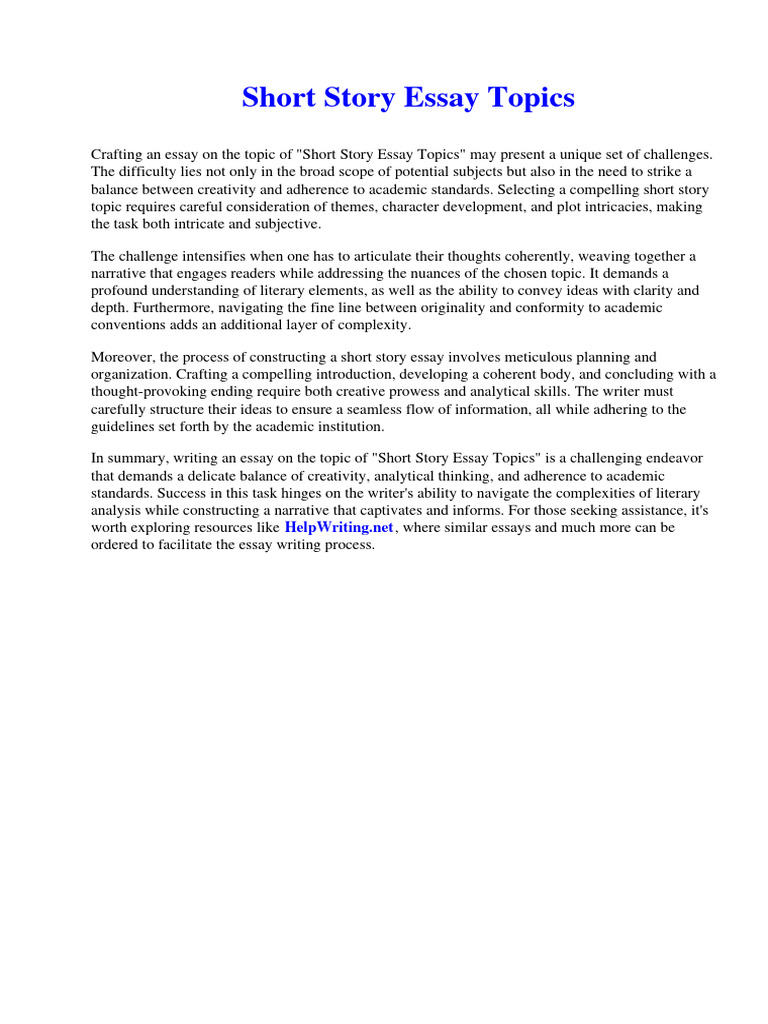 Short Story Essay Topics PDF Hair Loss Supreme Courts